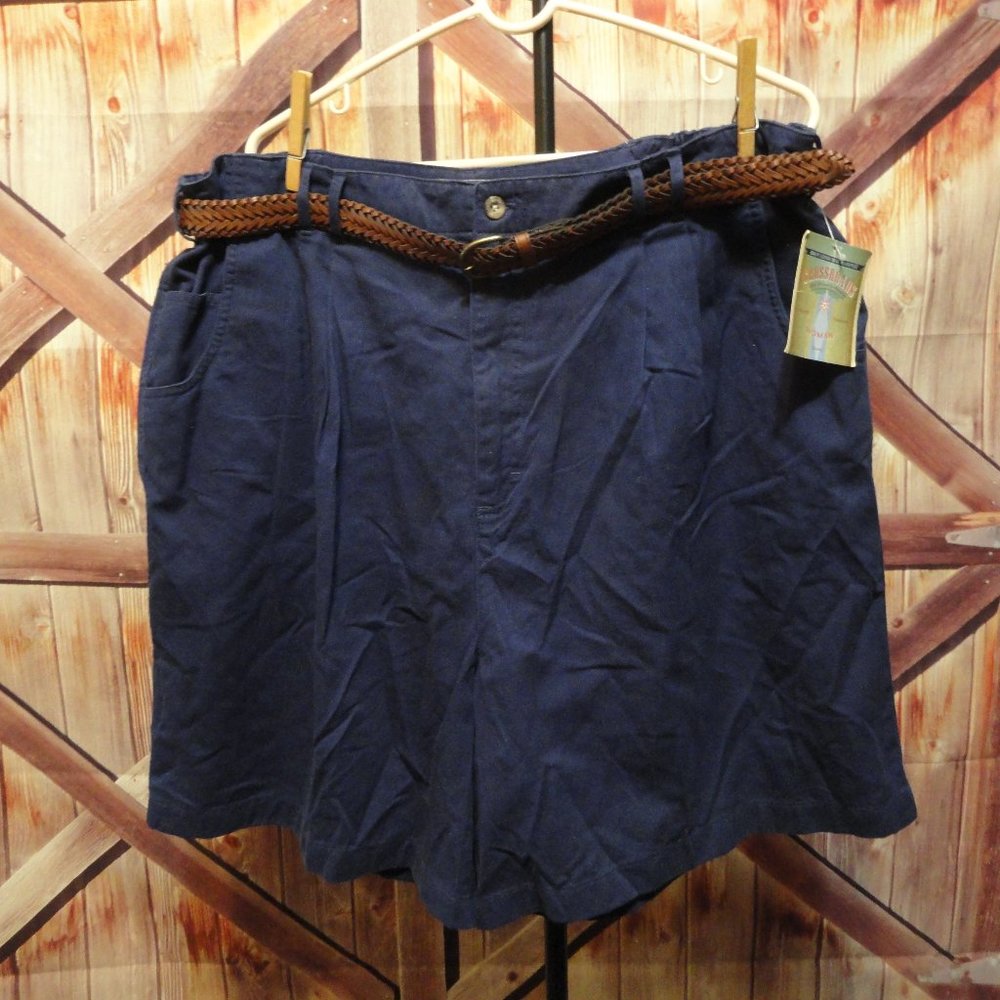 Cross Roads belted Blue womens Dress shorts NWT sz 24W~Cute
